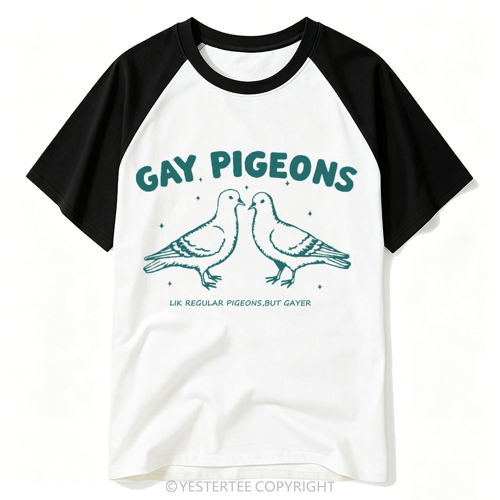 Yestertee Funny Gay Pigeons Baseball T-shirt 