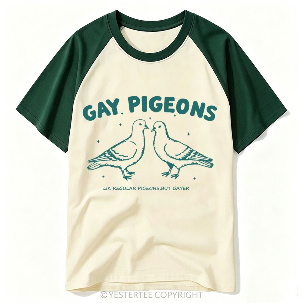 Yestertee Funny Gay Pigeons Baseball T-shirt 