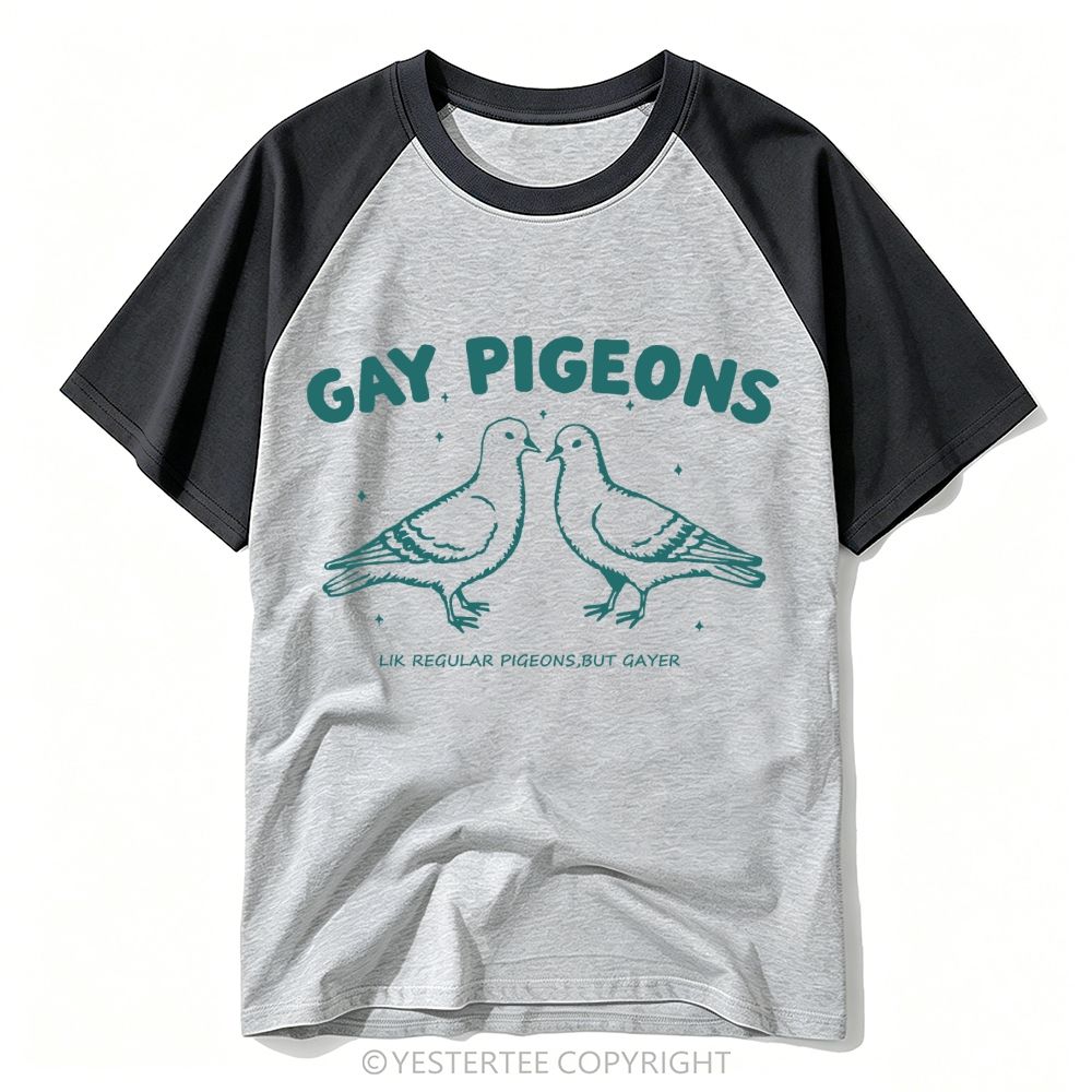 Yestertee Funny Gay Pigeons Baseball T-shirt 