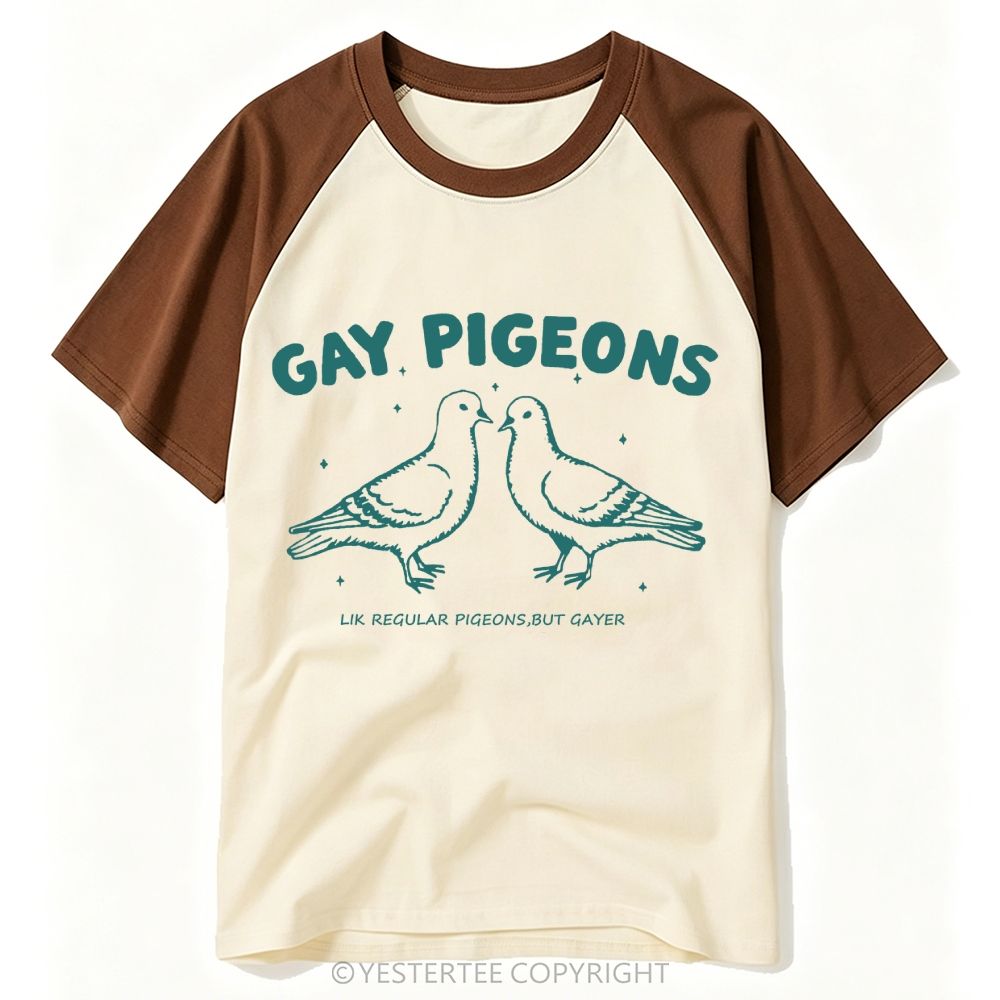 Yestertee Funny Gay Pigeons Baseball T-shirt 