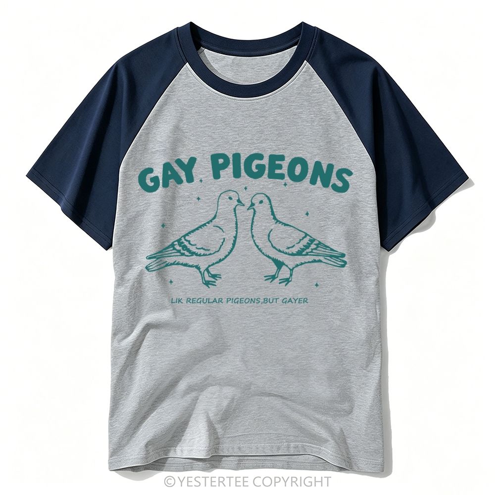 Yestertee Funny Gay Pigeons Baseball T-shirt 