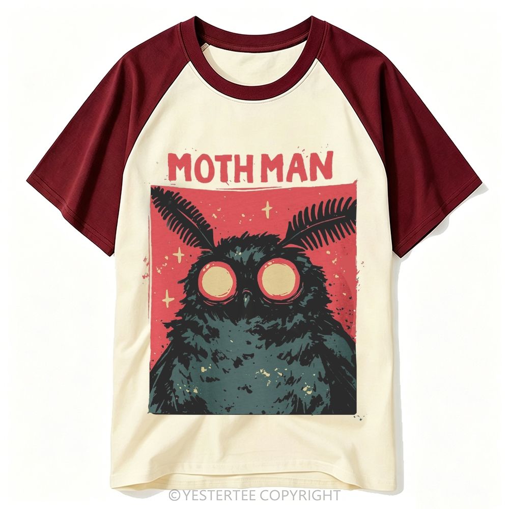 Yestertee Retro Mothman  Baseball T-shirt 