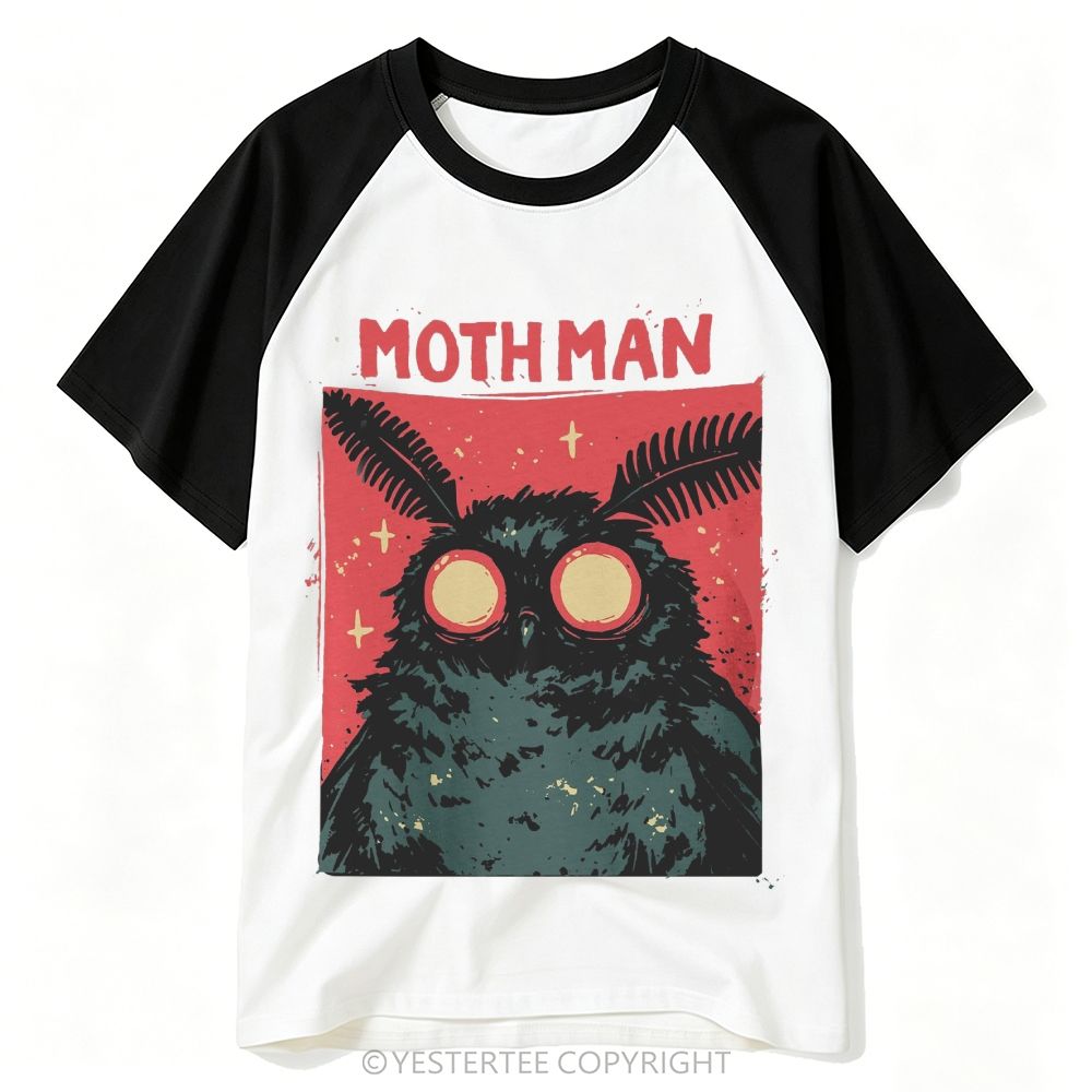 Yestertee Retro Mothman  Baseball T-shirt 