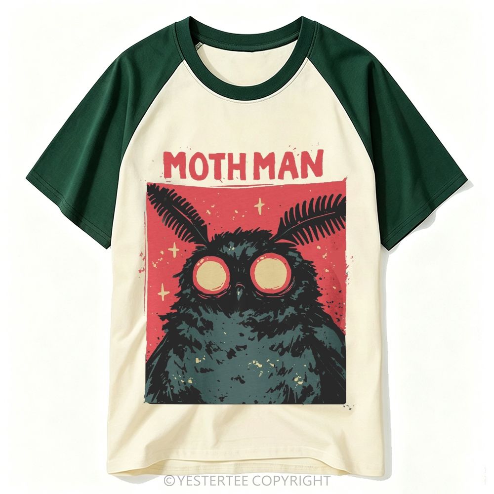 Yestertee Retro Mothman  Baseball T-shirt 