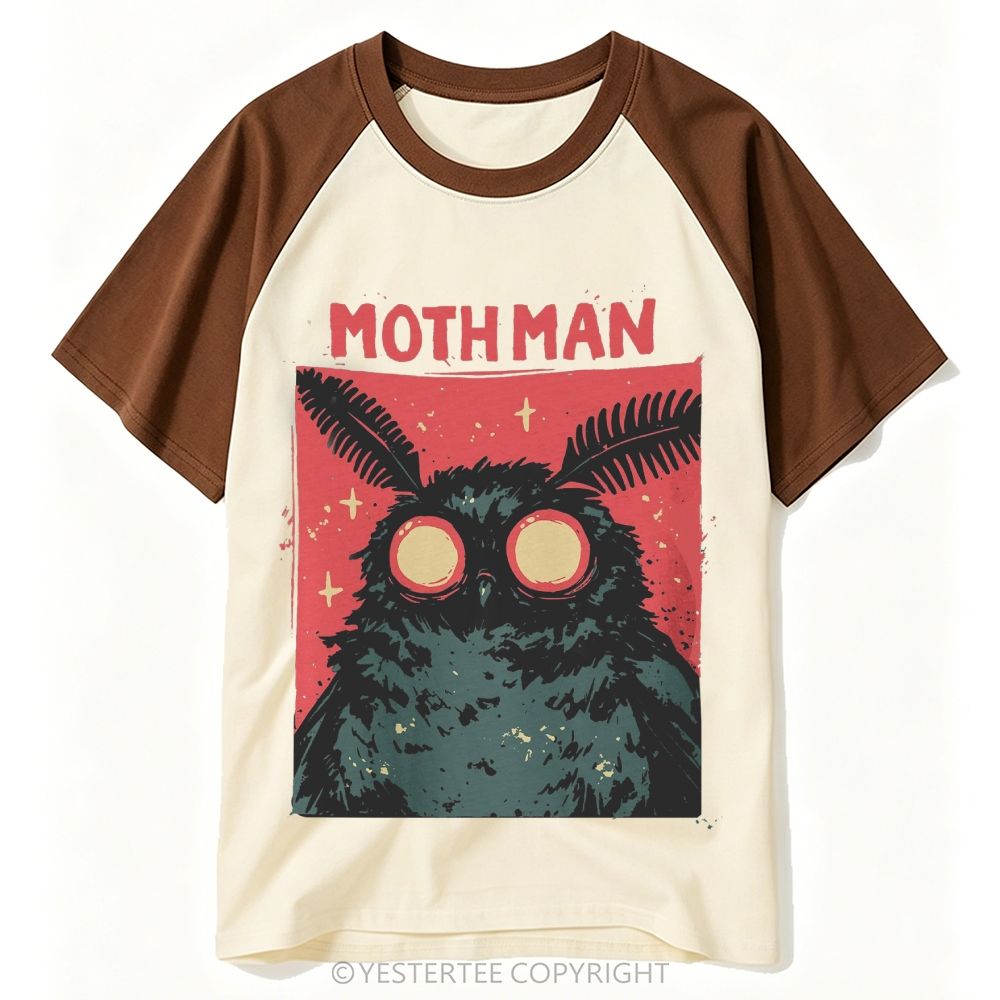 Yestertee Retro Mothman  Baseball T-shirt 