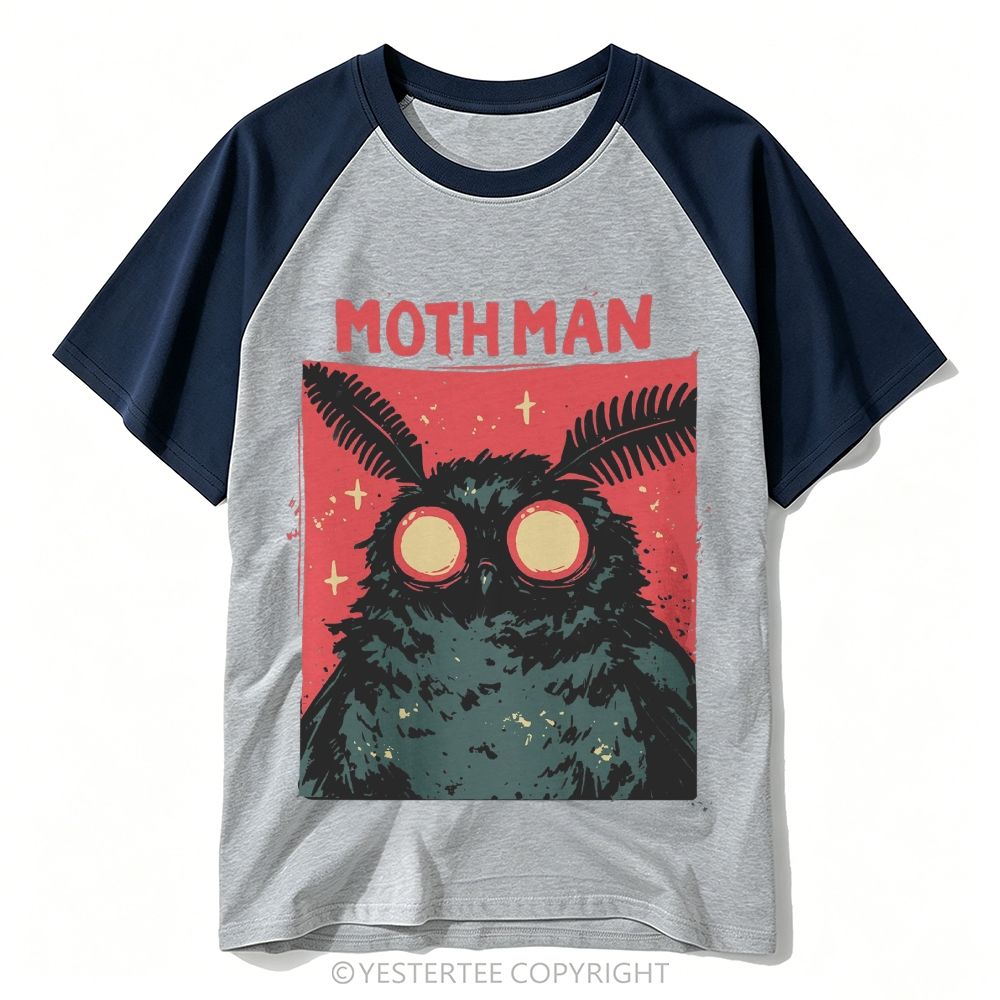 Yestertee Retro Mothman  Baseball T-shirt 