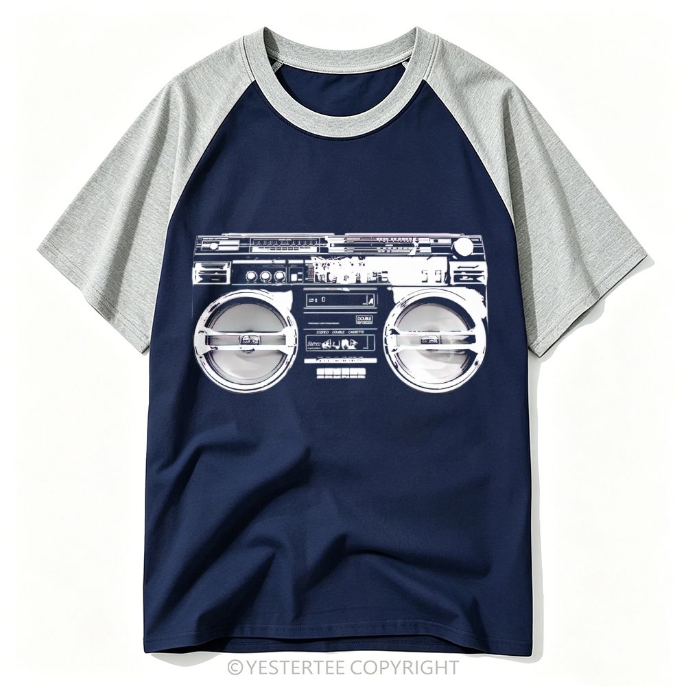 80s Boombox Stereo Machine Minimal Baseball T-shirt