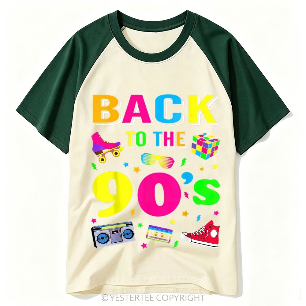 Neon Retro 90s Nostalgia Mixed Icons Collage Colorful Baseball T-shirt