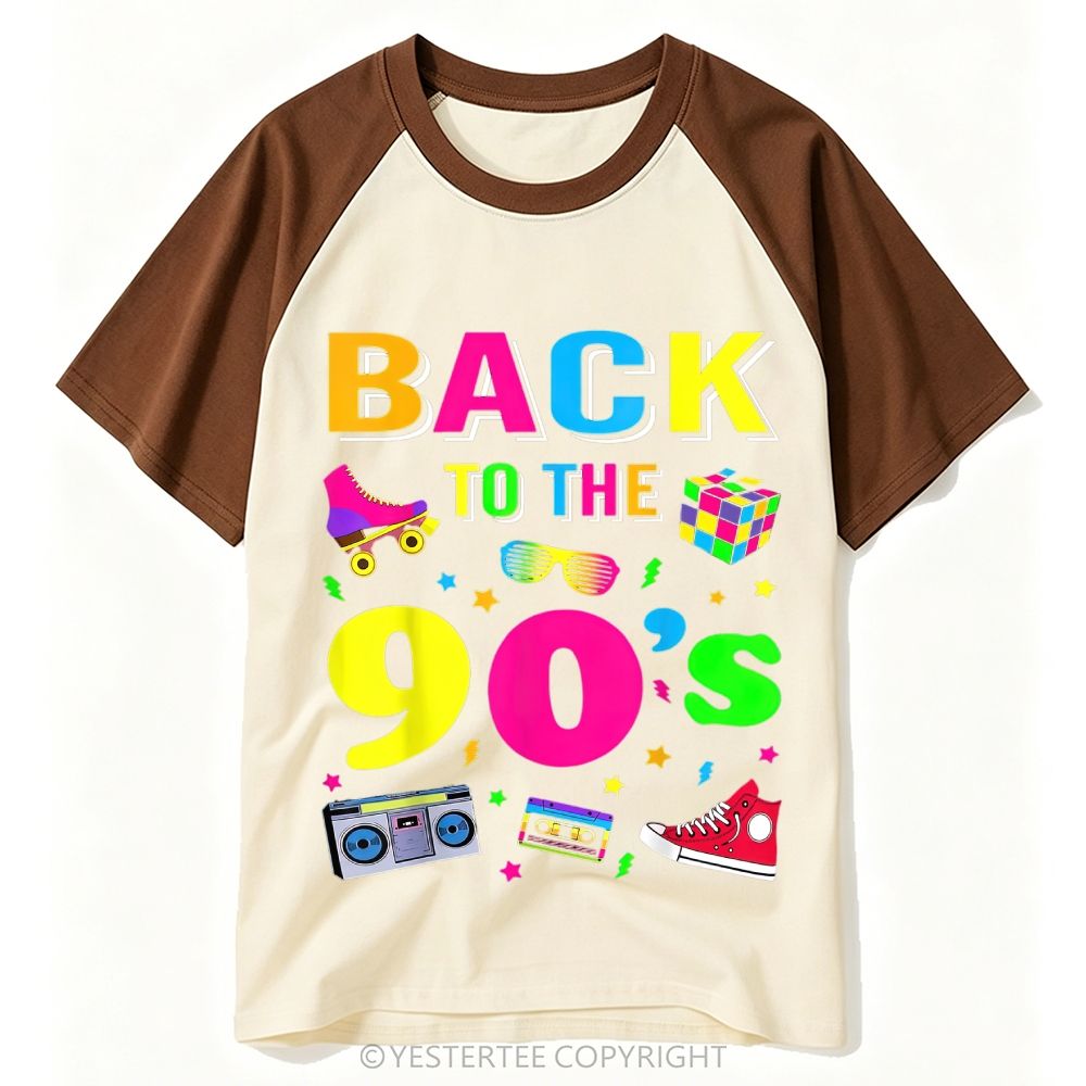 Neon Retro 90s Nostalgia Mixed Icons Collage Colorful Baseball T-shirt