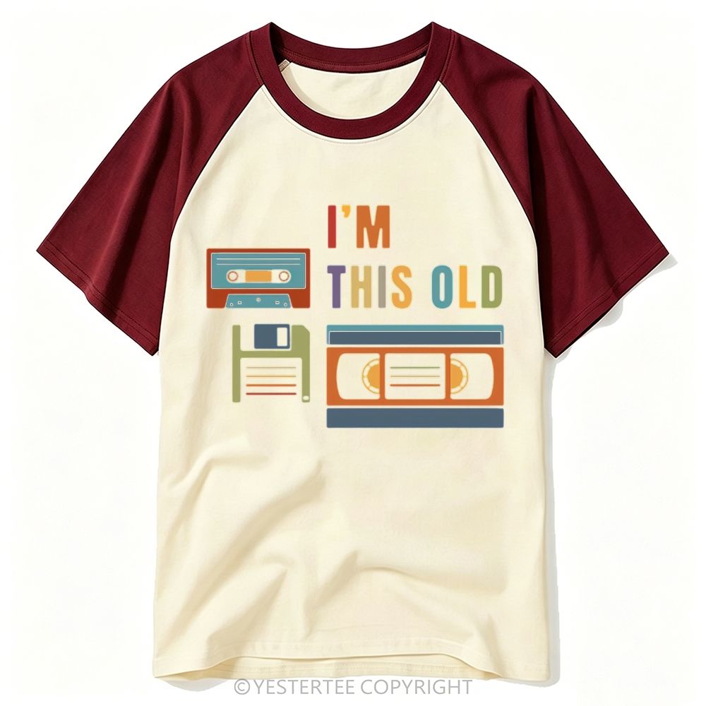 Retro Storage Media Cassette Floppy Disk VHS Tape Age Quote Baseball T-shirt
