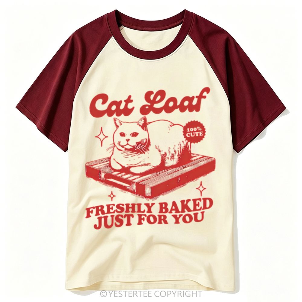 Bakery Parody Cat Loaf Baking Slogan Baseball T-shirt