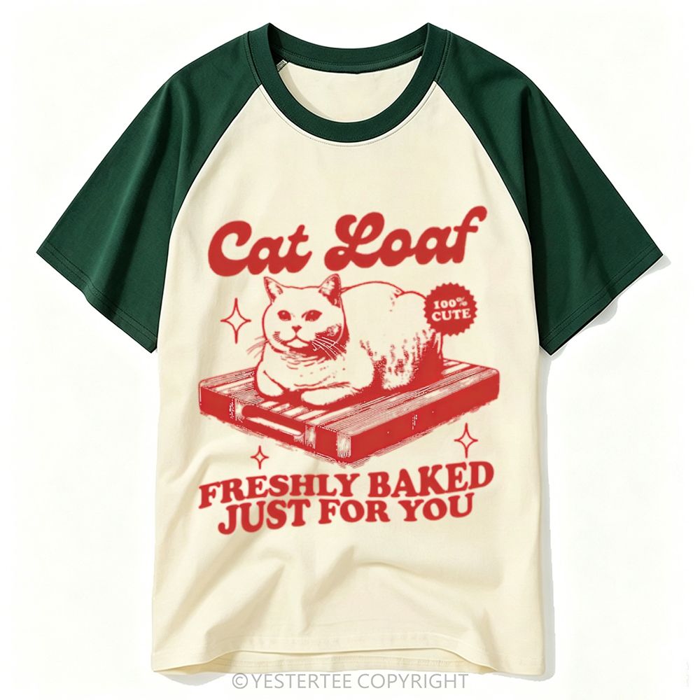 Bakery Parody Cat Loaf Baking Slogan Baseball T-shirt