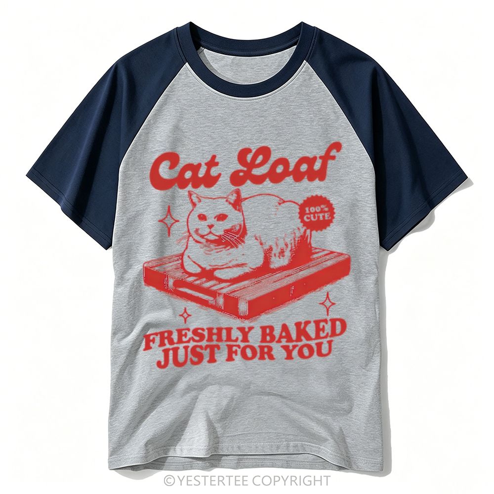 Bakery Parody Cat Loaf Baking Slogan Baseball T-shirt