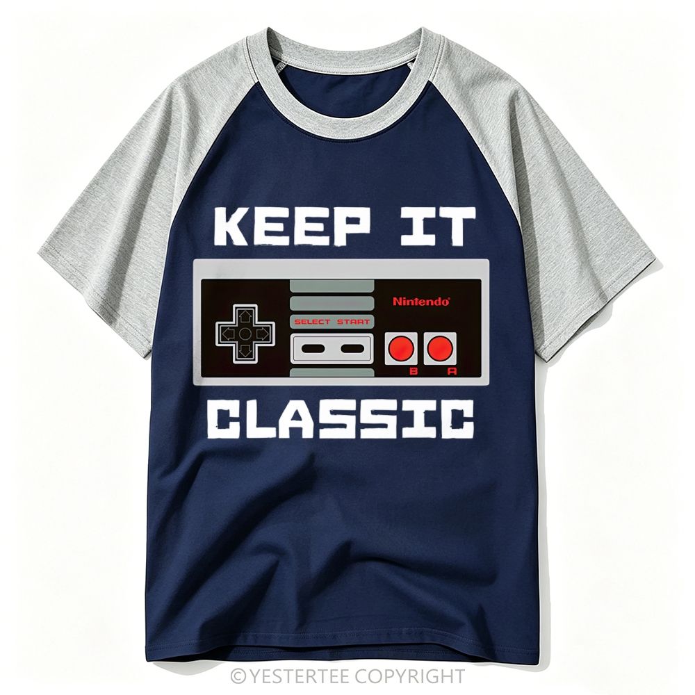 Retro 8-bit Game Controller Keep It Classic Nostalgic Baseball T-shirt