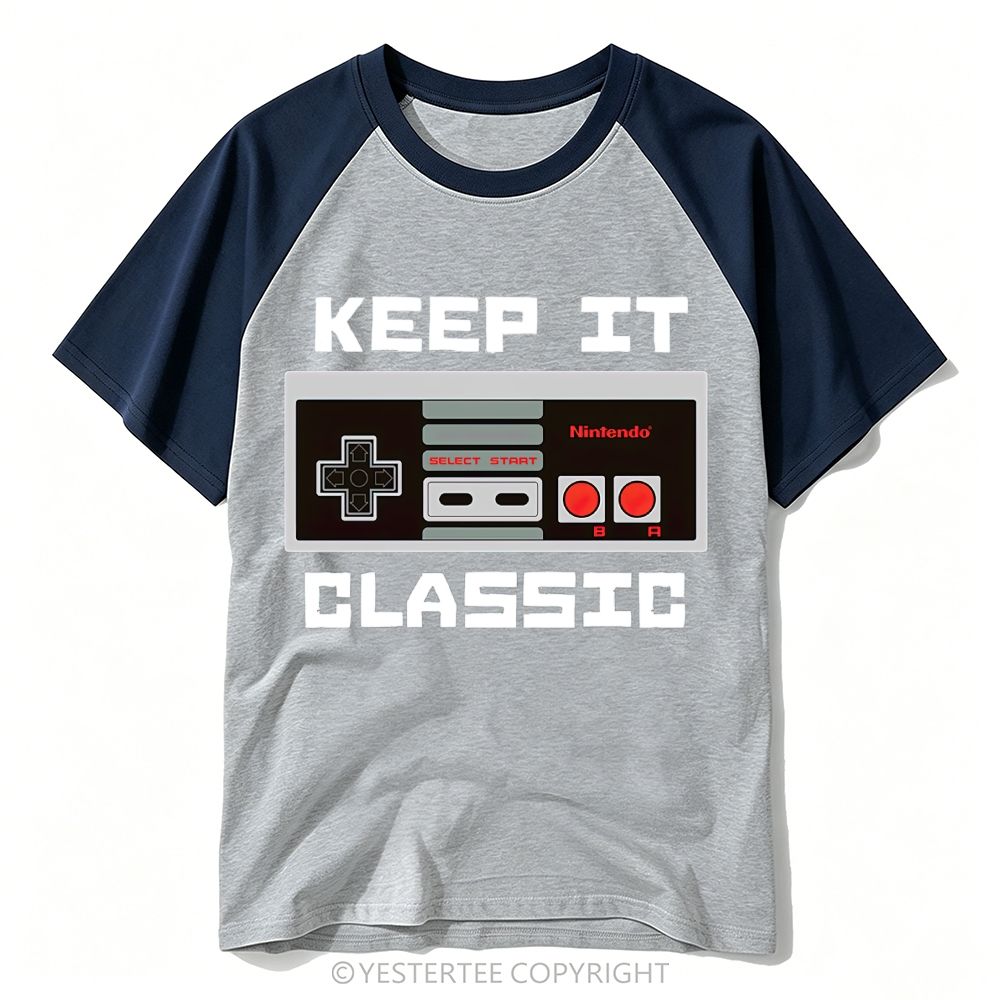 Retro 8-bit Game Controller Keep It Classic Nostalgic Baseball T-shirt