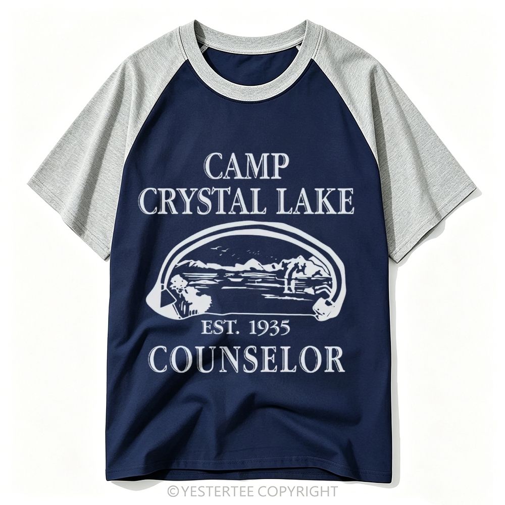 Camp Counselor Crystal Lake Hockey Helmet Silhouette Baseball T-shirt