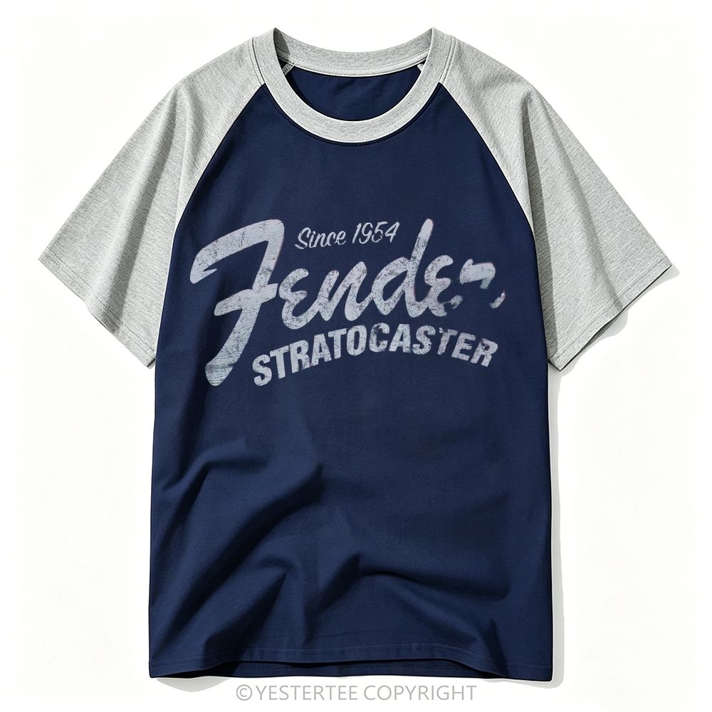 Yestertee 1954 Electric Guitar Brand Script Baseball T-shirt