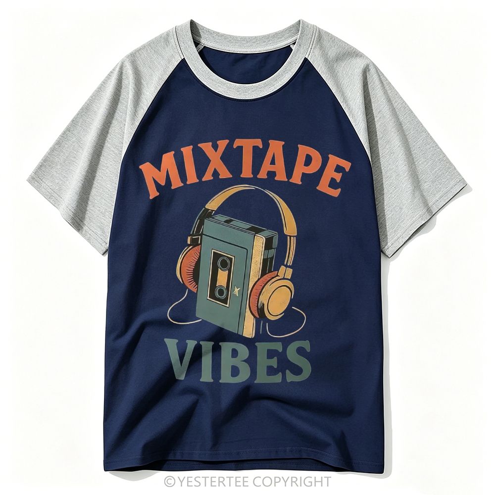 80s Cassette Walkman Mixtape Vibes Baseball T-shirt