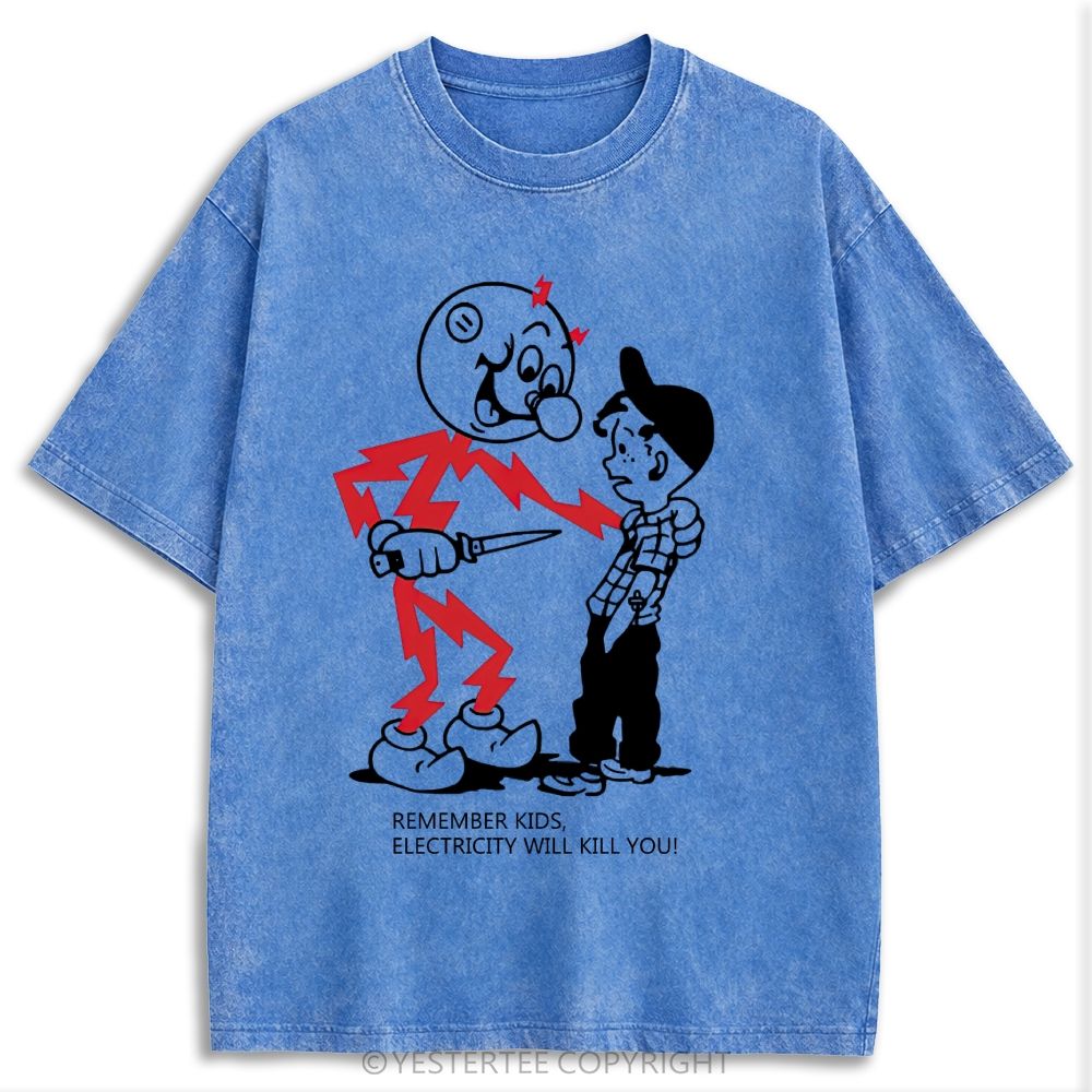 Funny Old School Comic Art Retro Washed T-shirt 