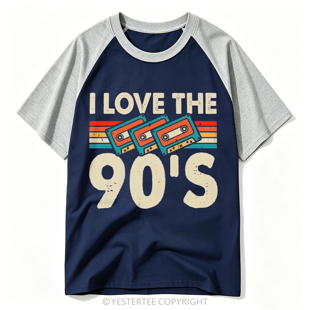90s Nostalgia Cassette Tape Rainbow Stripe Baseball T-shirt