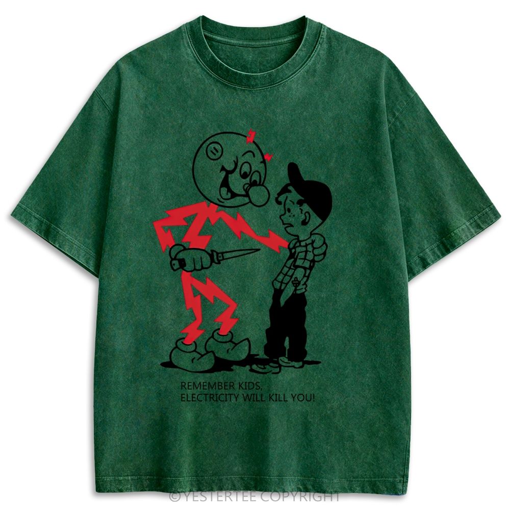Funny Old School Comic Art Retro Washed T-shirt 