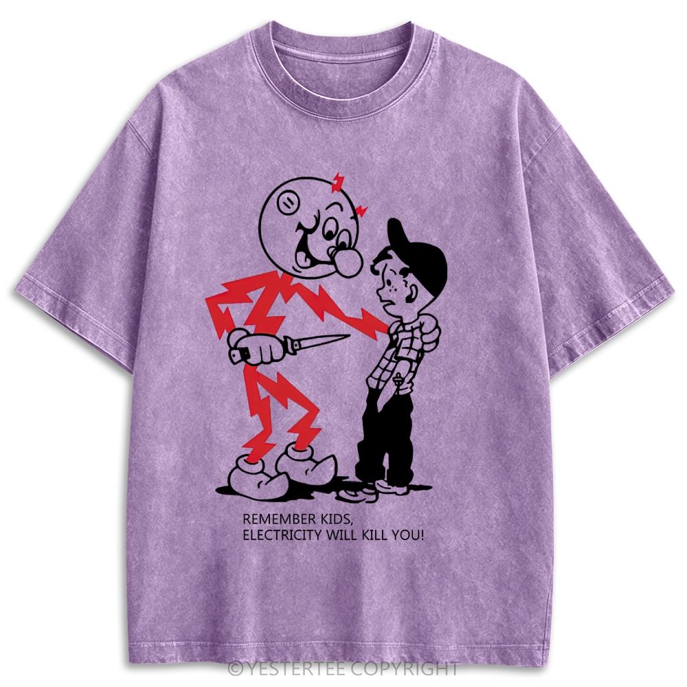 Funny Old School Comic Art Retro Washed T-shirt 