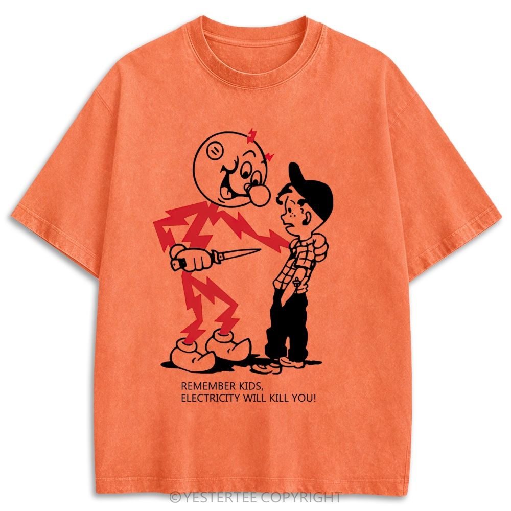 Funny Old School Comic Art Retro Washed T-shirt 