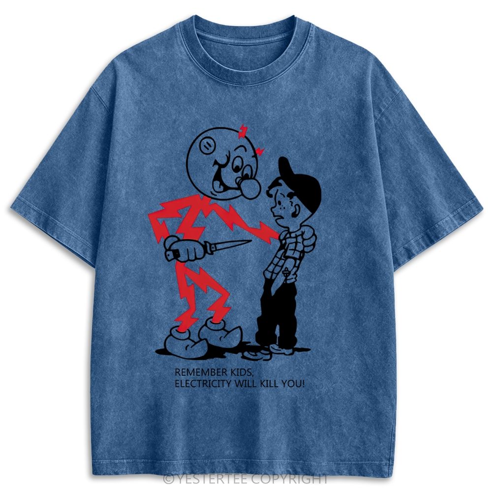 Funny Old School Comic Art Retro Washed T-shirt 