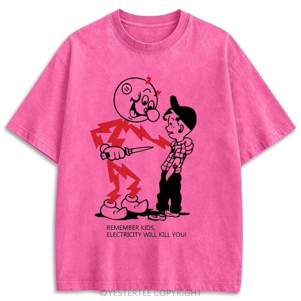 Funny Old School Comic Art Retro Washed T-shirt 