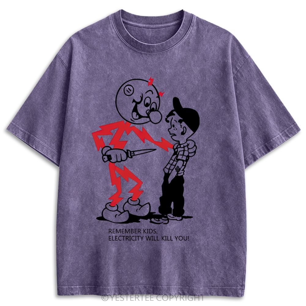 Funny Old School Comic Art Retro Washed T-shirt 