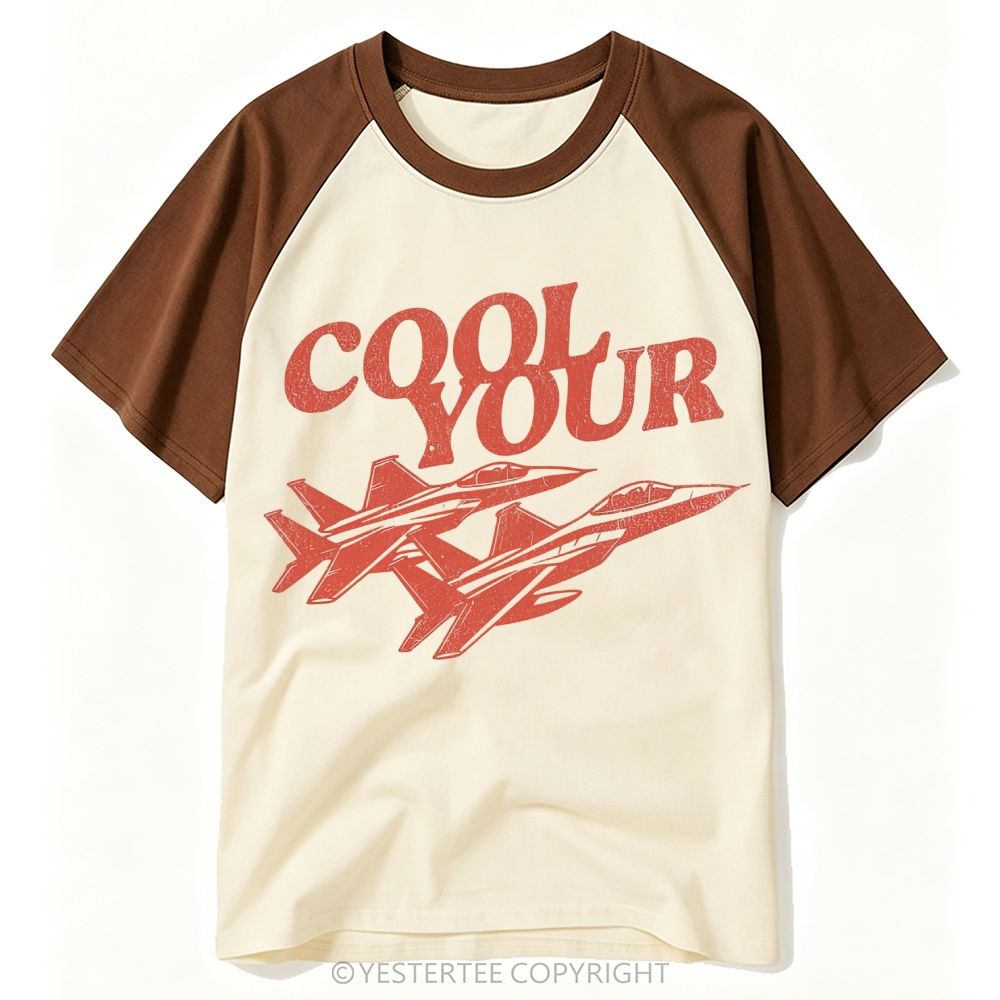 Distressed Military Fighter Jet Wordplay Baseball T-shirt