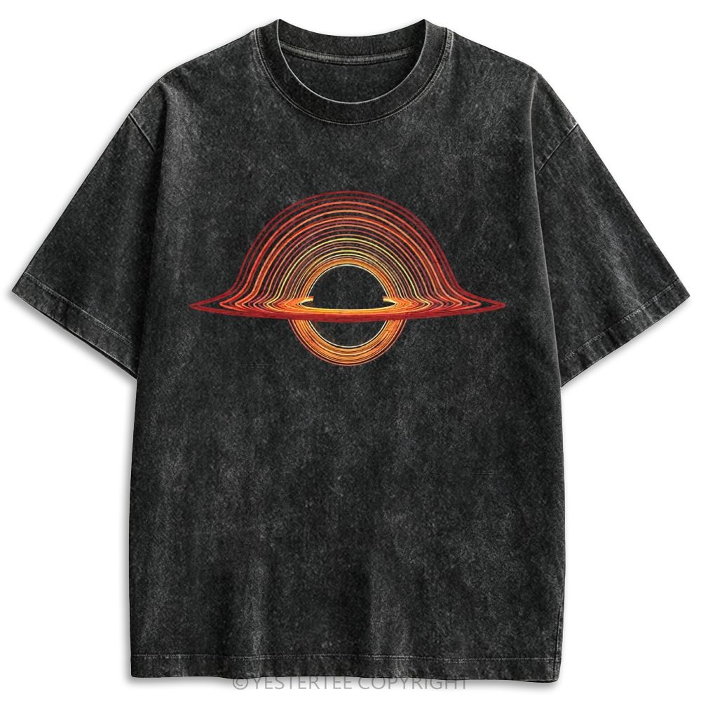 Surreal Abstract Black Hole Retro Washed T-shirt 