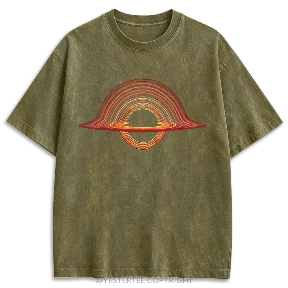 Surreal Abstract Black Hole Retro Washed T-shirt 