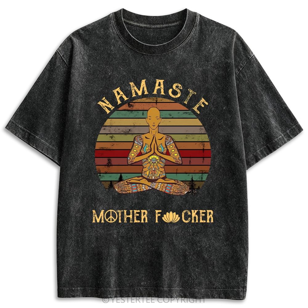  Funny Peace Lotus Slogan Retro Washed T-shirt