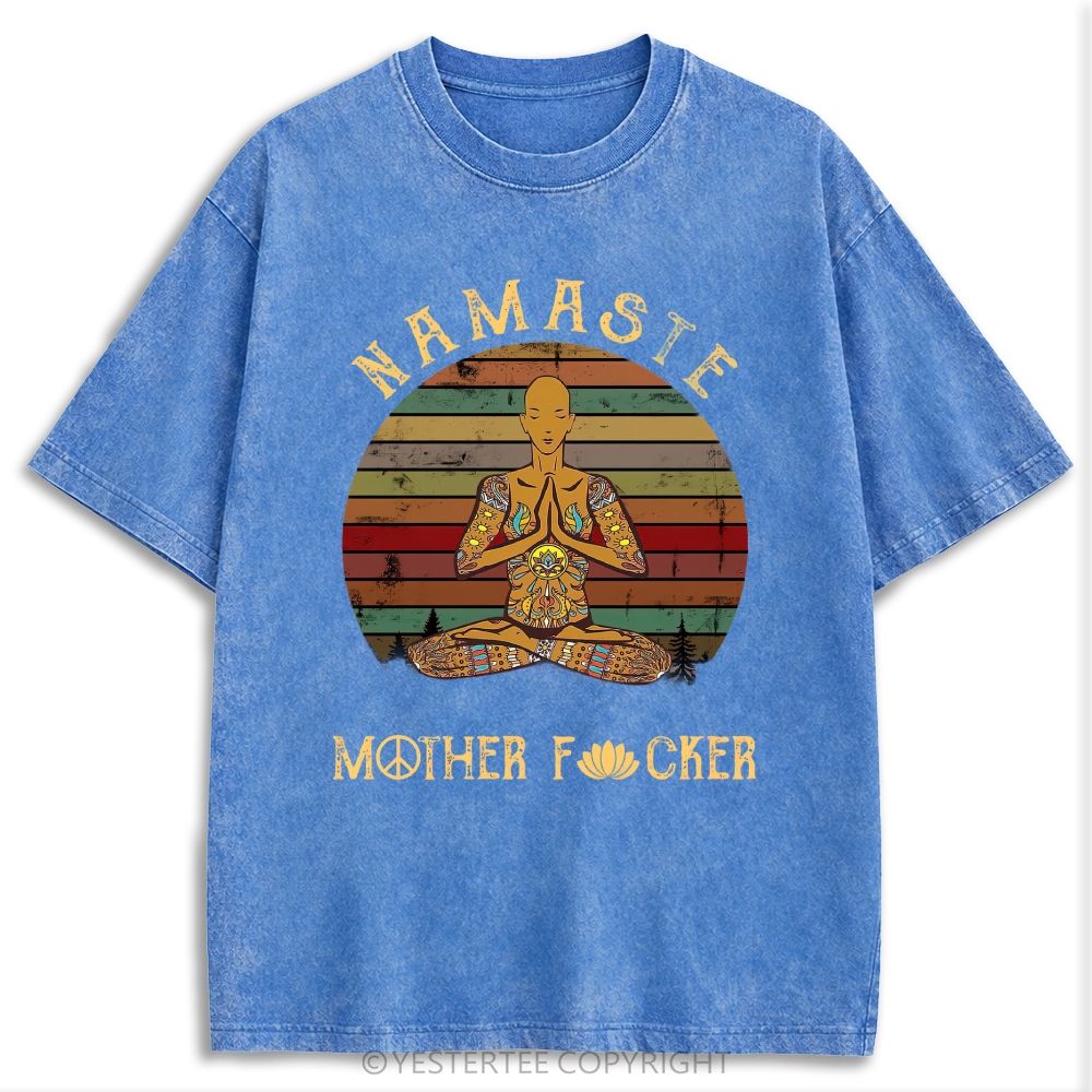  Funny Peace Lotus Slogan Retro Washed T-shirt