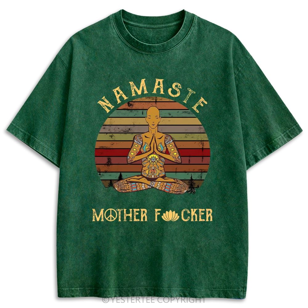  Funny Peace Lotus Slogan Retro Washed T-shirt