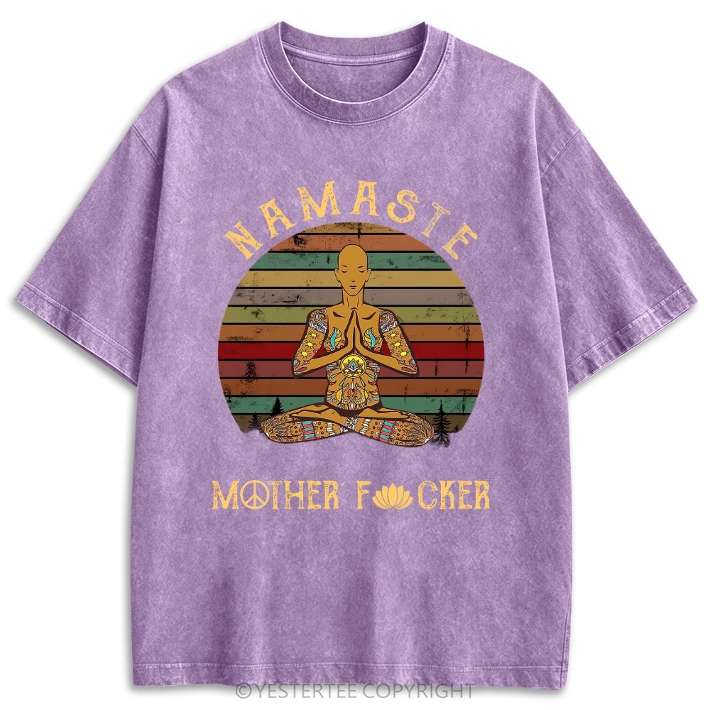  Funny Peace Lotus Slogan Retro Washed T-shirt