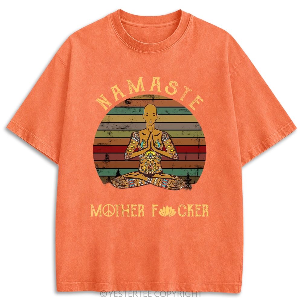  Funny Peace Lotus Slogan Retro Washed T-shirt
