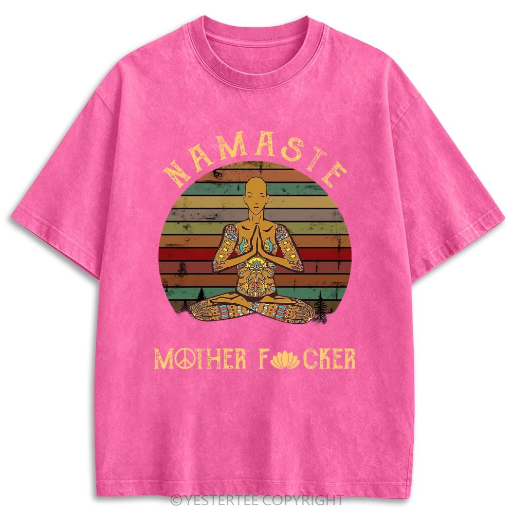  Funny Peace Lotus Slogan Retro Washed T-shirt