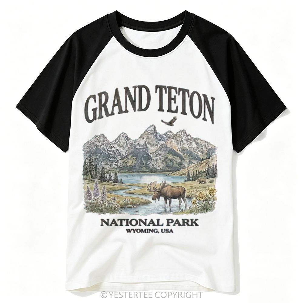 Yestertee Wolf Head Mountain Valley Protect National Parks Baseball T-shirt 