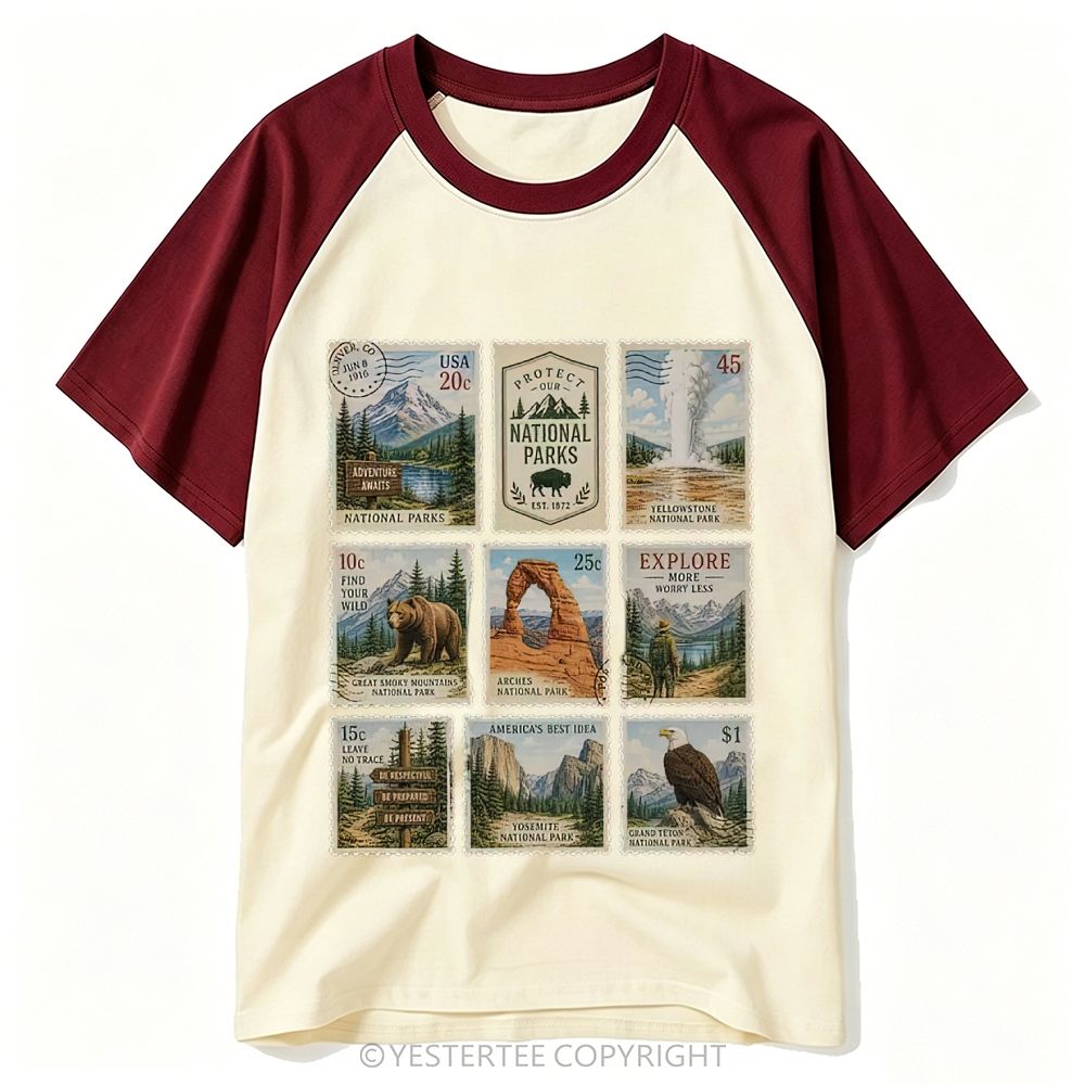 Yestertee Grand Teton Moose Lake Mountain Landscape Baseball T-shirt