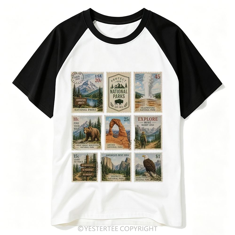 Yestertee Grand Teton Moose Lake Mountain Landscape Baseball T-shirt