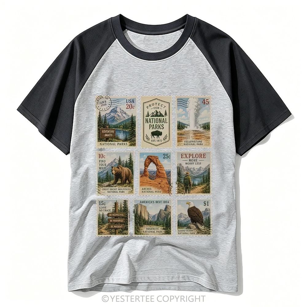 Yestertee Grand Teton Moose Lake Mountain Landscape Baseball T-shirt