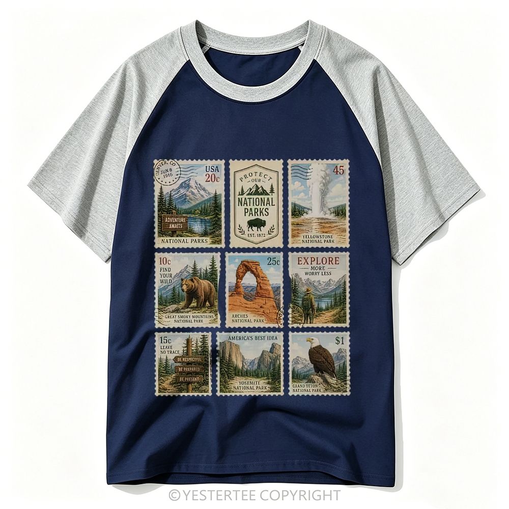 Yestertee Grand Teton Moose Lake Mountain Landscape Baseball T-shirt