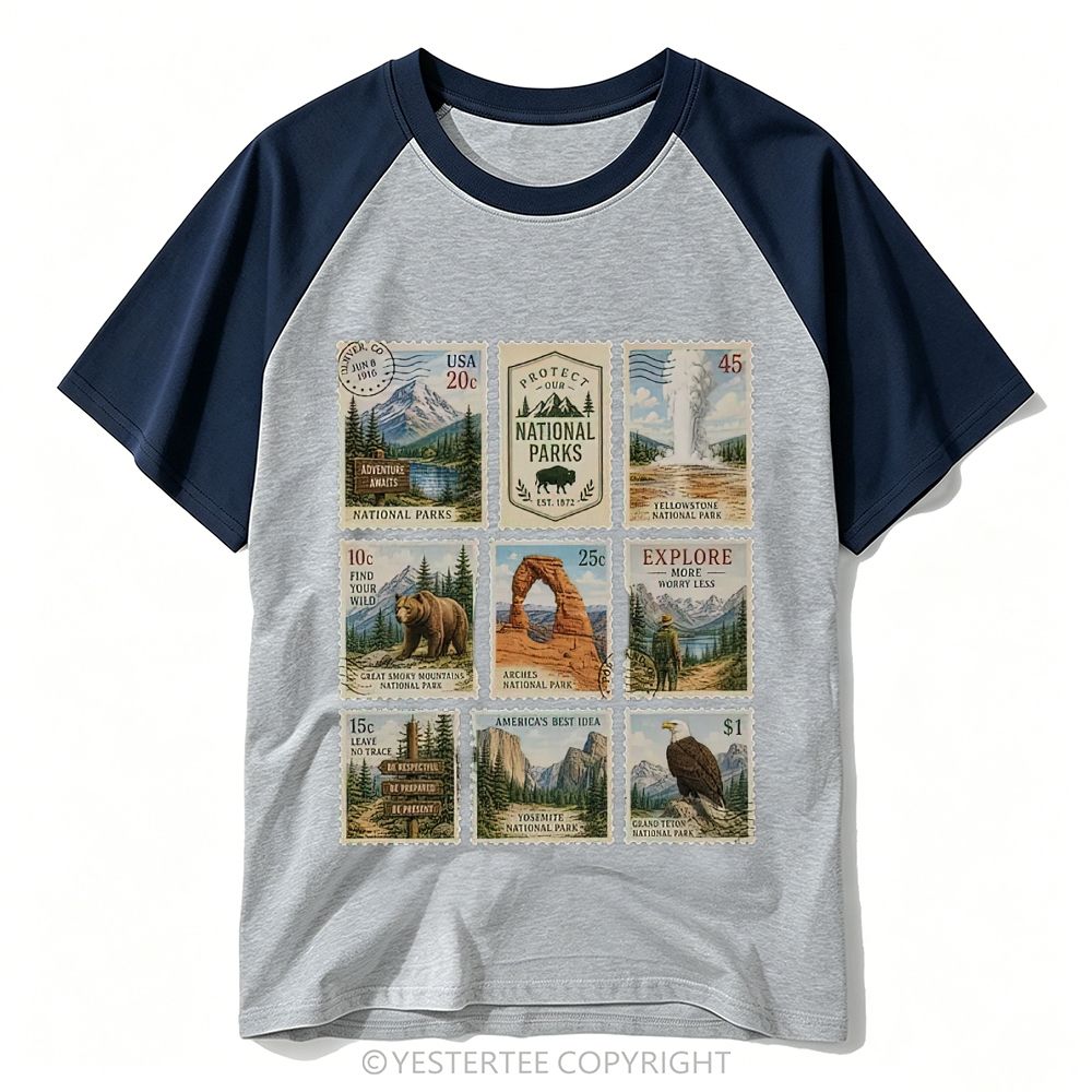 Yestertee Grand Teton Moose Lake Mountain Landscape Baseball T-shirt