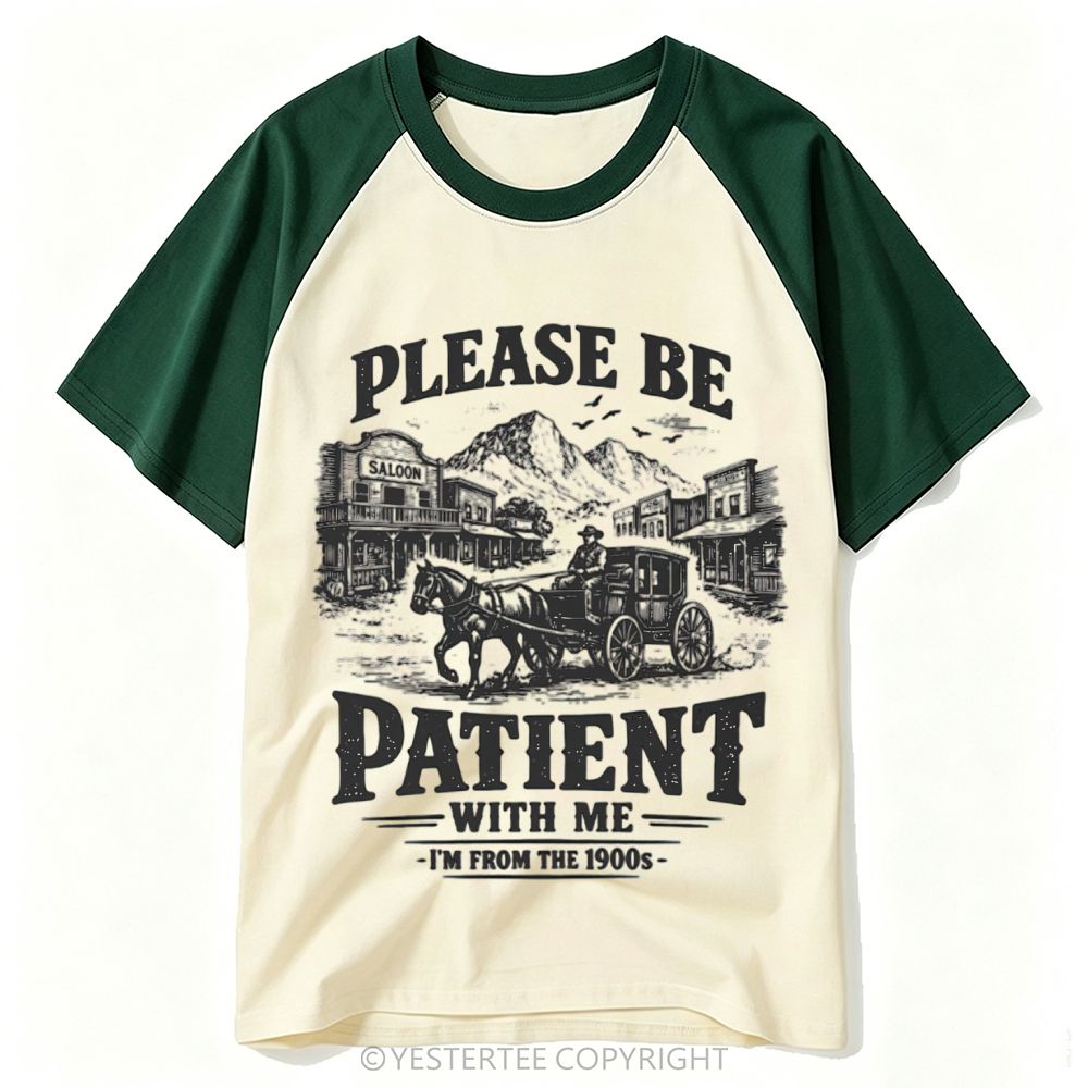 Yestertee Western Wild West Stagecoach Saloon Distressed Quote Baseball T-shirt