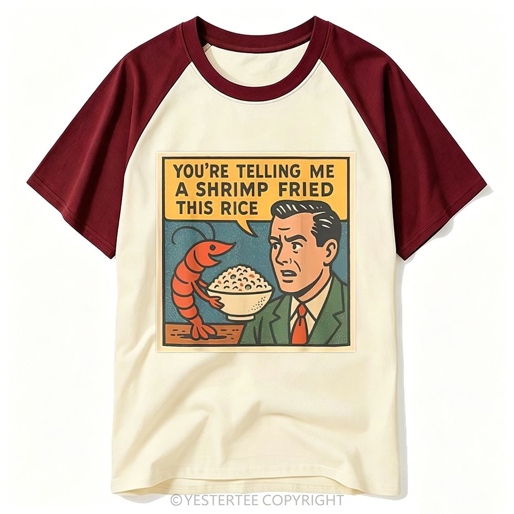 Comic Panel Shrimp Fried Rice Pun Cartoon Baseball T-shirt