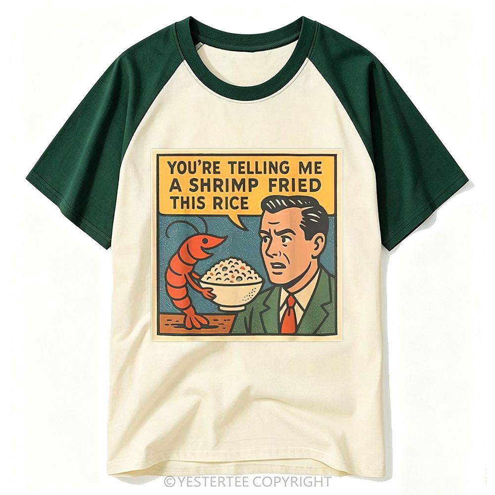 Comic Panel Shrimp Fried Rice Pun Cartoon Baseball T-shirt