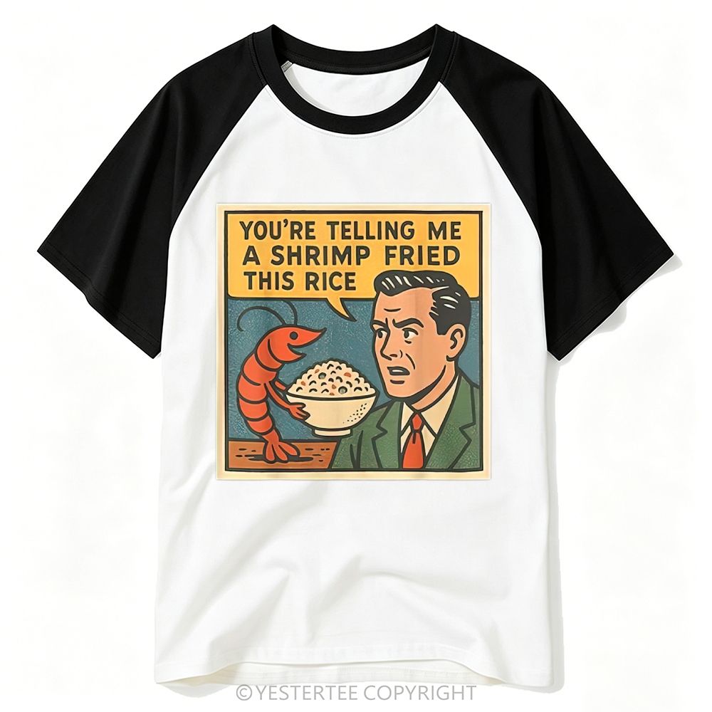 Comic Panel Shrimp Fried Rice Pun Cartoon Baseball T-shirt