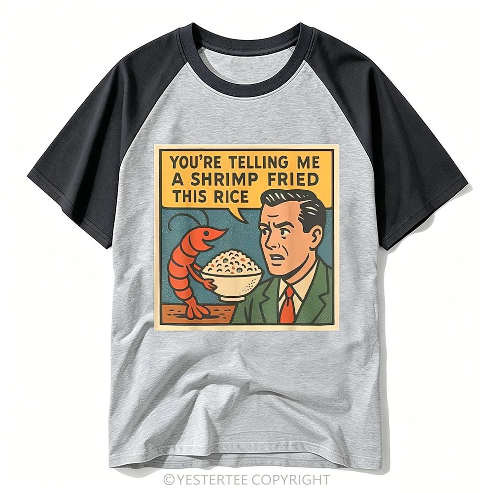 Comic Panel Shrimp Fried Rice Pun Cartoon Baseball T-shirt